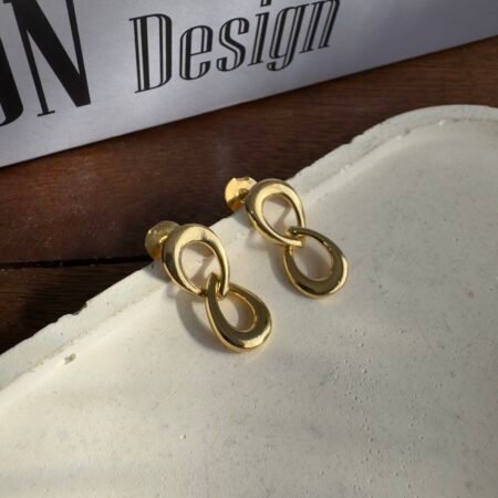 Brinco de Elos Lisos Banho de Ouro18K