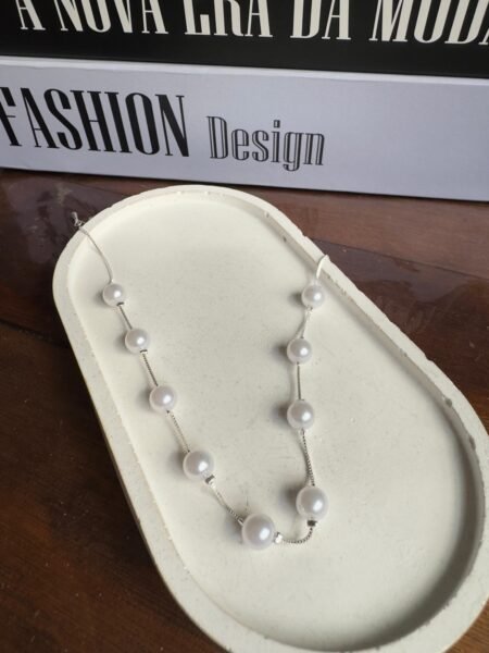 Colar de Pérolas Banho de Prata